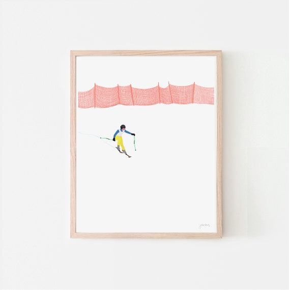 Ski Slope Net Art Print - Signed and Printed by the Artist - Unframed or Framed - 240114