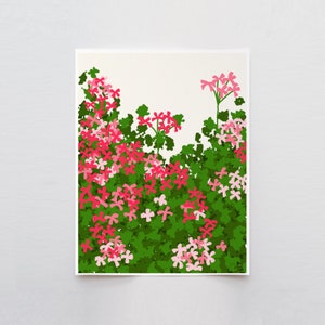 Geranium Hedge Art Print - Signed and Printed by Jorey Hurley - Unframed or Framed - 120105