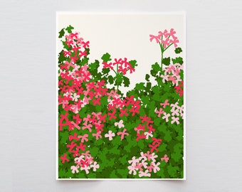 Ivy Geranium Hedge Art Print - Signed and Printed by Jorey Hurley - Unframed or Framed - 120105