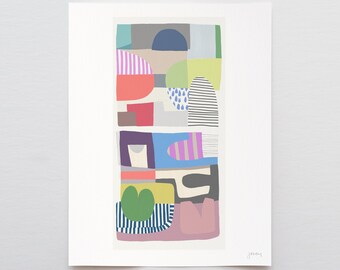 Colorful Shapes Abstract Art Print - Signed and Printed by the Artist - Framed or Unframed - 180613