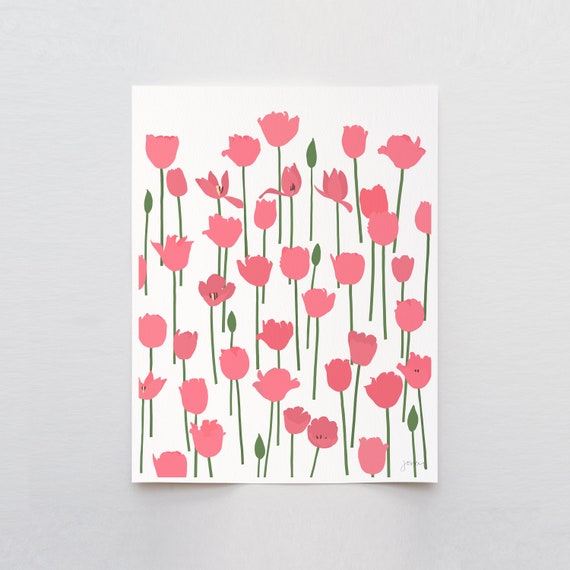 Pink Tulips Art Print - Signed and Printed by Jorey Hurley - Unframed or Framed - 240414