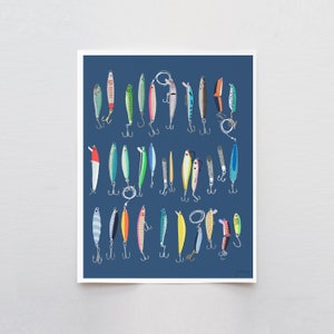 Lámina artística de señuelos de pesca en agua salada - Firmada por Jorey Hurley - 220731
