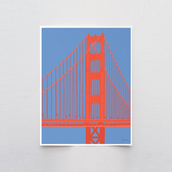 Golden Gate Bridge Tower Art Print - Signed and Printed by Jorey Hurley - Unframed or Framed - 240317