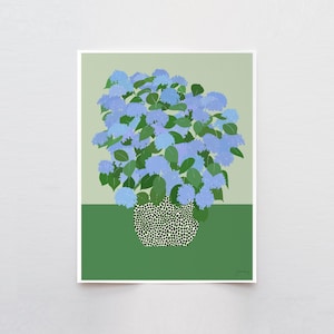Blue Hydrangea Flower Art Print – Signed Botanical Wall Art by Jorey Hurley - 240628