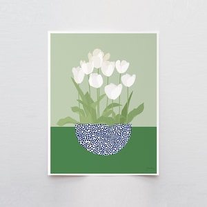 Impression d'art tulipes blanches - signée et imprimée par Jorey Hurley - sans cadre ou encadré - 240512