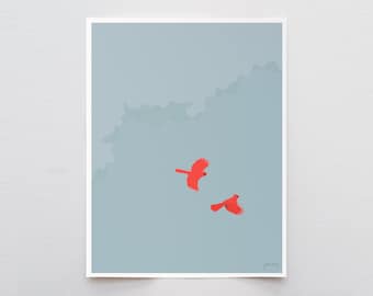 Flying Cardinals Art Print - Signed by Jorey Hurley - 231202