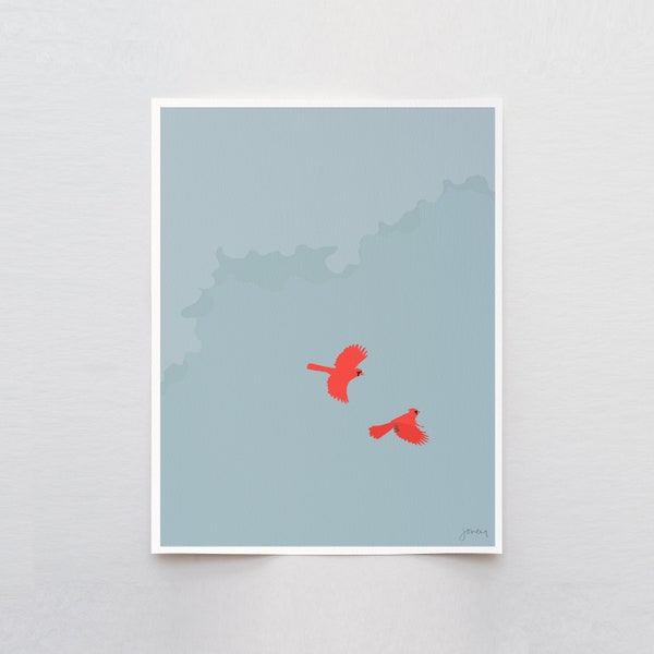 Flying Cardinals Art Print - Signed by Jorey Hurley - 231202