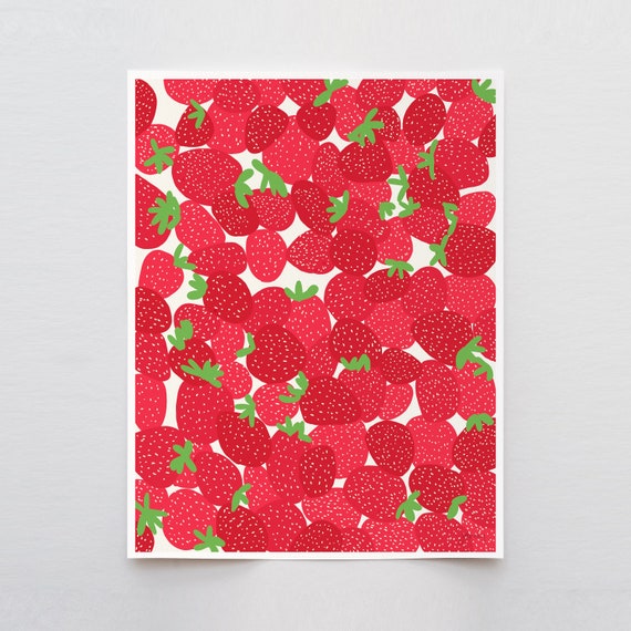 Bunch of Strawberries Art Print - Signed and Printed by the Artist - Framed or Unframed - 110728