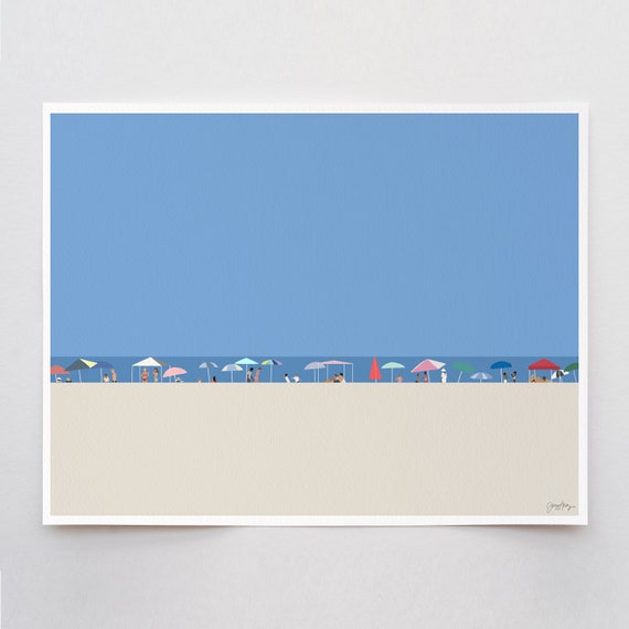 Beach Umbrellas Art Print - Signed and Printed by Jorey Hurley - Unframed or Framed - 210918