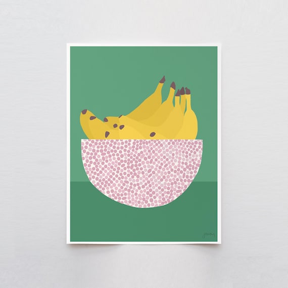 Bananas Abstract Still Life Art Print - Signed and Printed by Jorey Hurley - Unframed or Framed - 230325
