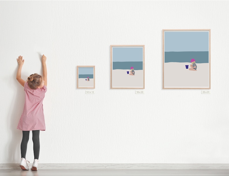 Girl at Beach Art Print Multiple Sizes 130618. Framed or Unframed