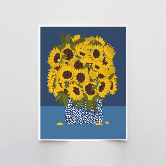 Sunflowers Still Life Art Print - Signed and Printed by Jorey Hurley - Unframed or Framed - 231008