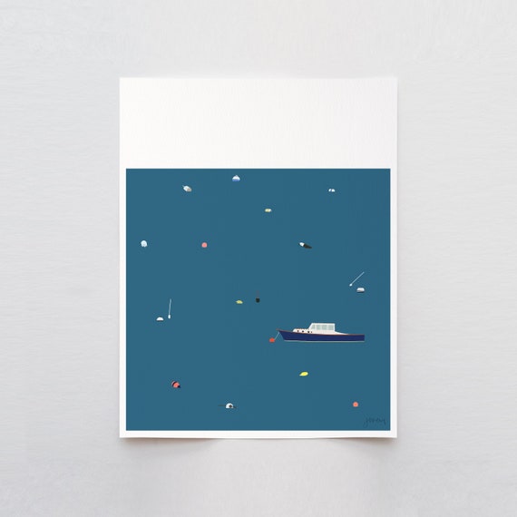 Moorings Art Print - Signed and Printed by Jorey Hurley - Unframed or Framed - 230917