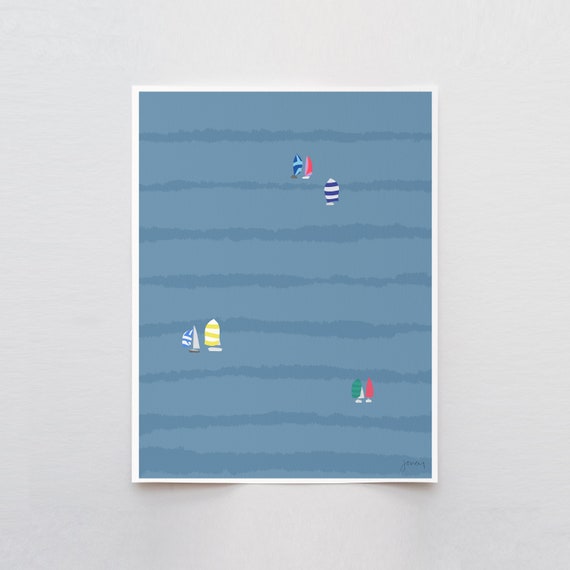 Sailing Spinnakers Art Print - Signed and Printed by Jorey Hurley - Unframed or Framed - 120710