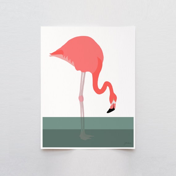 Pink Flamingo Art Print - Signed and Printed by the Artist - Unframed or Framed - 230117