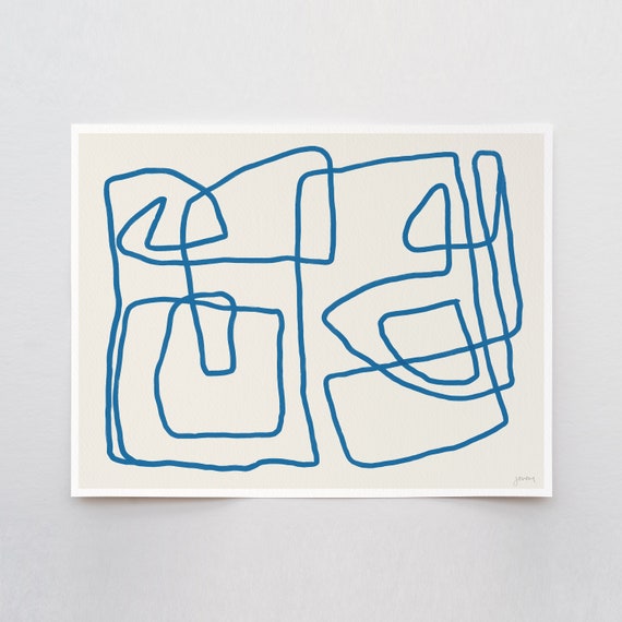Abstract with Blue Lines Art Print - Signed and Printed by Jorey Hurley - Unframed or Framed - 181002