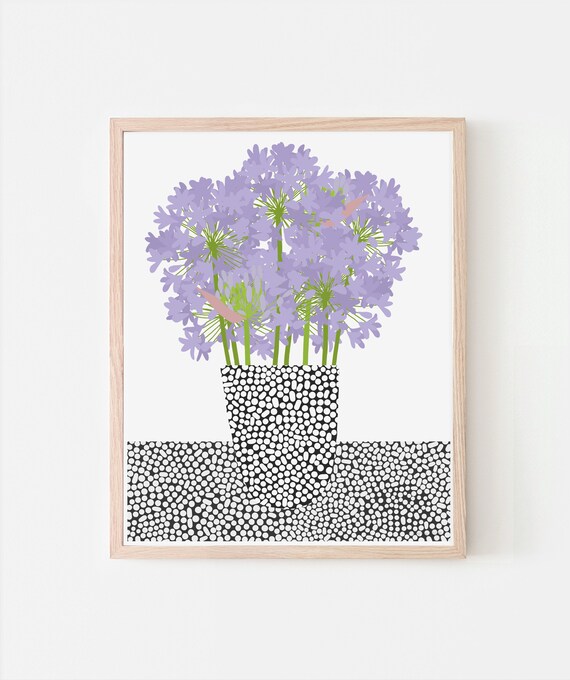 Agapanthus in Vase Art Print - Signed and Printed by the Artist - Framed or Unframed - 220121