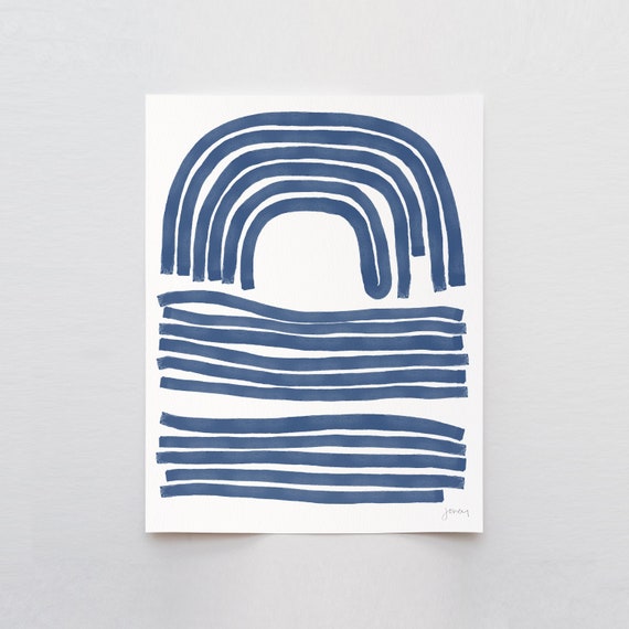 Blue Brushstrokes Art Print - Signed and Printed by Jorey Hurley - Unframed or Framed - Abstract Wall Art - 181007