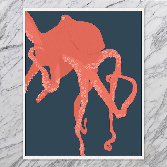 Octopus Art Print - Signed and Printed by Jorey Hurley - Unframed or Framed - 150615
