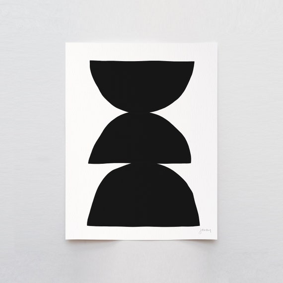 Black Shapes Abstract Art Print - Signed and Printed by the Artist - Unframed or Framed - 200730