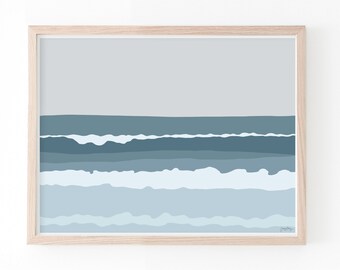 Ocean Waves Art Print. Landscape. Signed Ocean Waves Crashing Wall Decor. Framed or Unframed. Perfect Ocean Art Surfer Gift. 130725.