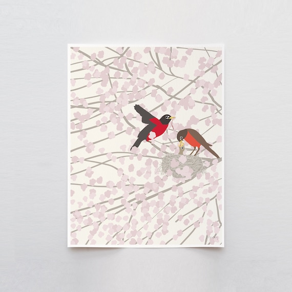 Robin Nest Art Print - Signed and Printed by Jorey Hurley - Unframed or Framed - 140202