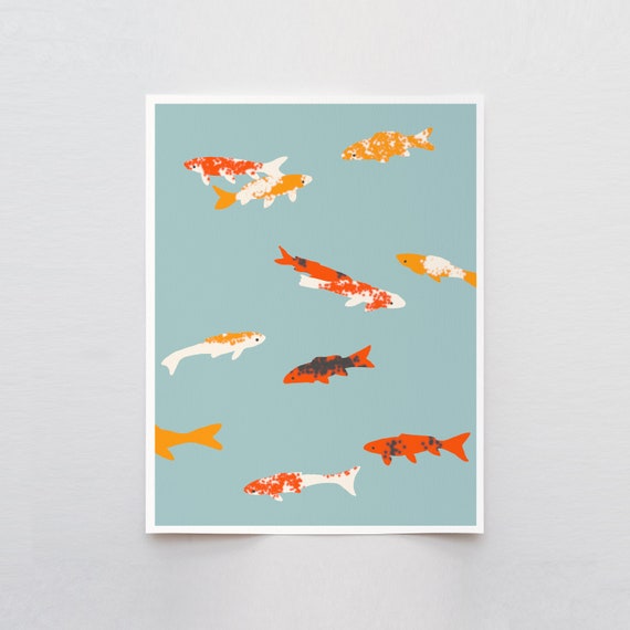 Swimming Koi Art Print - Signed and Printed by Jorey Hurley - Unframed or Framed - 120111