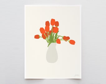 Orange Tulips Art Print - Signed and Printed by Jorey Hurley - Unframed or Framed - 160308