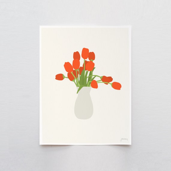 Orange Tulips Art Print - Signed and Printed by Jorey Hurley - Unframed or Framed - 160308