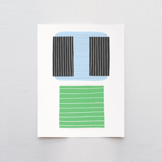Blue and Green Abstract Art Print- Signed and Printed by Jorey Hurley - Unframed or Framed - 190705
