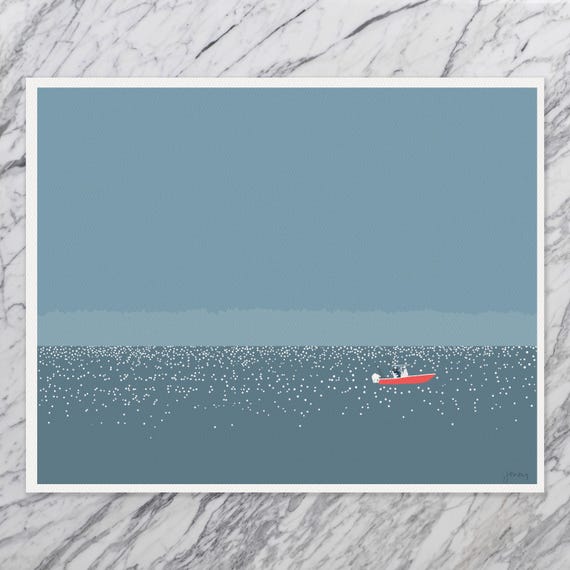 Center Console Fishing Boat Art Print - Signed and Printed by Jorey Hurley - Unframed or Framed - 250119