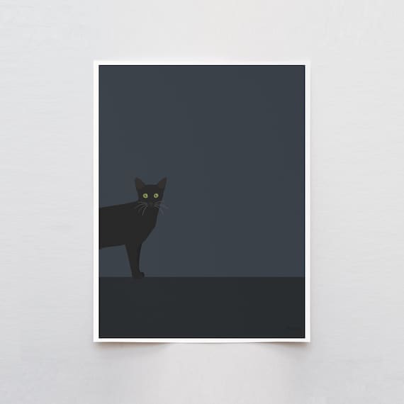 Halloween Black Cat Art Print - Signed and Printed by Jorey Hurley - 141028