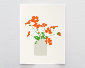 Nasturtium Flowers Art Print – Signed Jorey Hurley Botanical Artwork - 120926