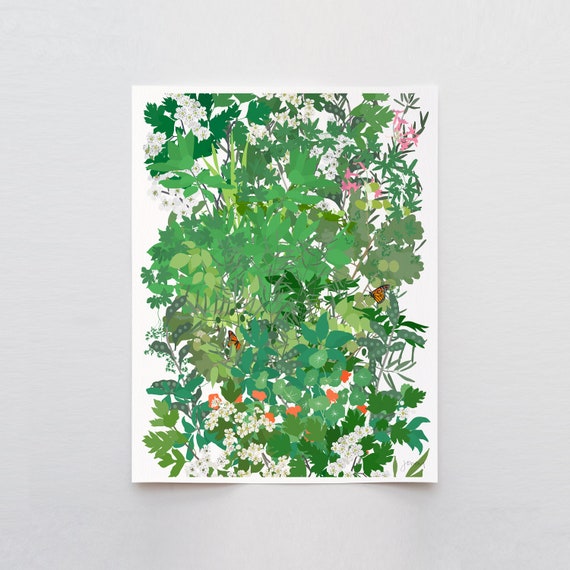 Mille Fleur with Butterflies Art Print - Signed and Printed by Jorey Hurley - Unframed or Framed - 210507