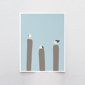 Seagulls on Piers Art Print - Signed by Jorey Hurley - Coastal Wall Decor - 130731