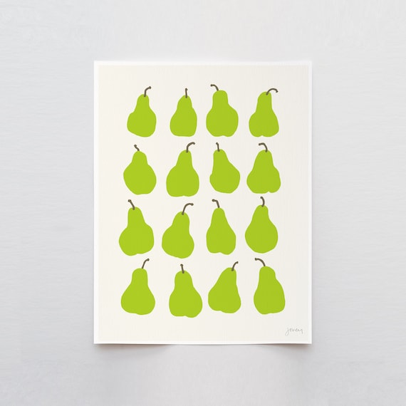 Green Bartlett Pears Art Print - Signed and Printed by Jorey Hurley - Unframed or Framed - 111115