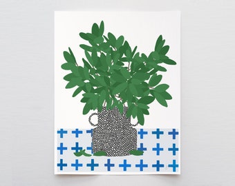 Dotted Vase with Bay Laurel Art Print - Signed and Printed by the Jorey Hurley - Unframed or Framed - 200422