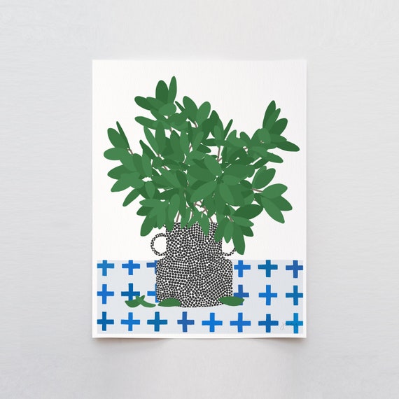 Bay Laurel in Dotted Vase Art Print - Signed and Printed by the Jorey Hurley - Unframed or Framed - 200422