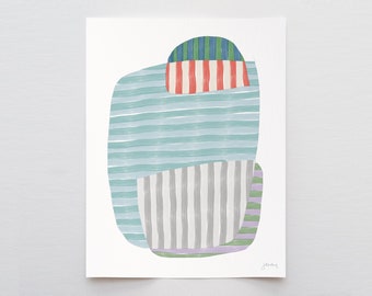 Colored Striped Abstract Art Print - Signed and Printed by Jorey Hurley - Unframed or Framed - 170914