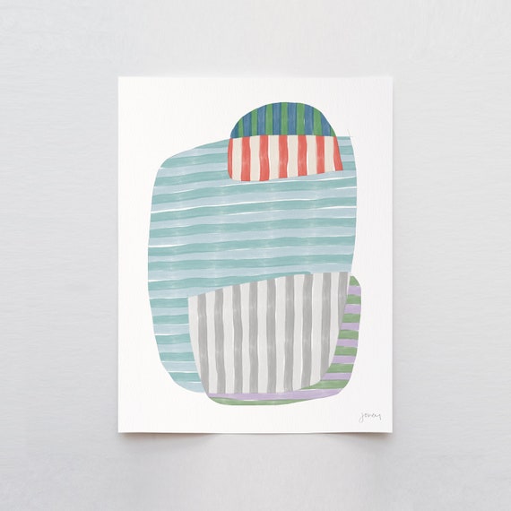 Colored Striped Abstract Art Print - Signed and Printed by Jorey Hurley - Unframed or Framed - 170914