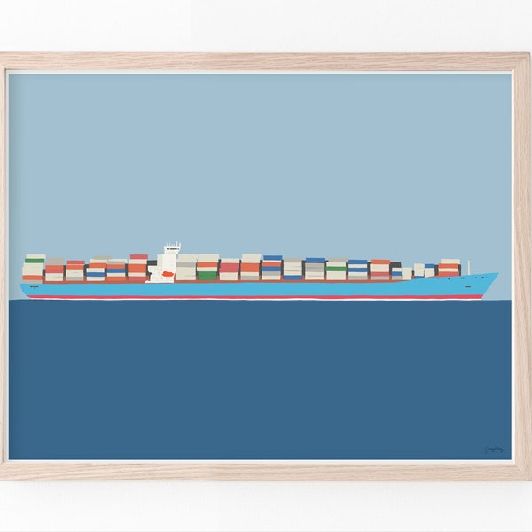 Container Ship Framed Art Etsy