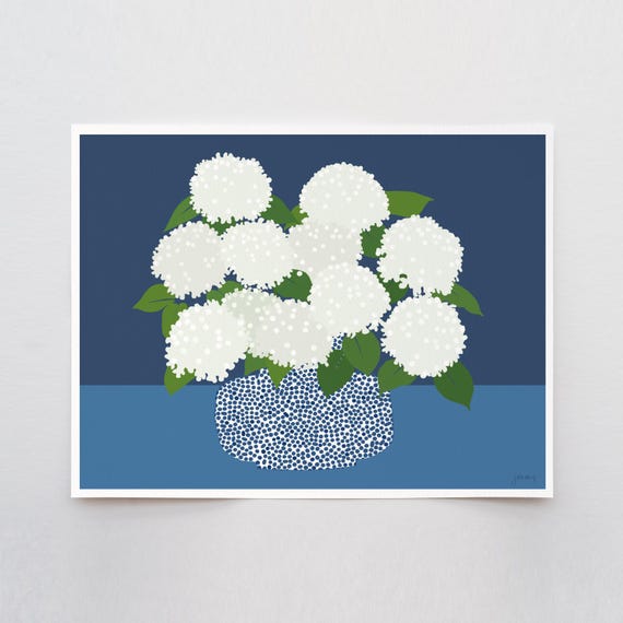 White Hydrangea Art Print - Signed and Printed by Jorey Hurley - Unframed or Framed - 250727