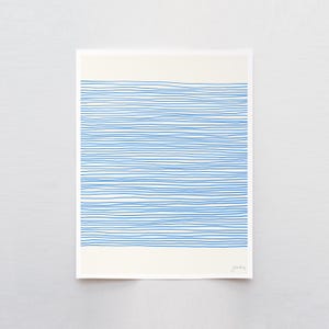 Abstract with Blue Stripes Art Print – Signed by Jorey Hurley - 120425