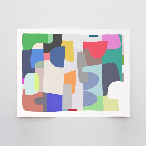 Abstract with Colorful Shapes Art Print - Signed and Printed by Jorey Hurley - Unframed or Framed - 180413