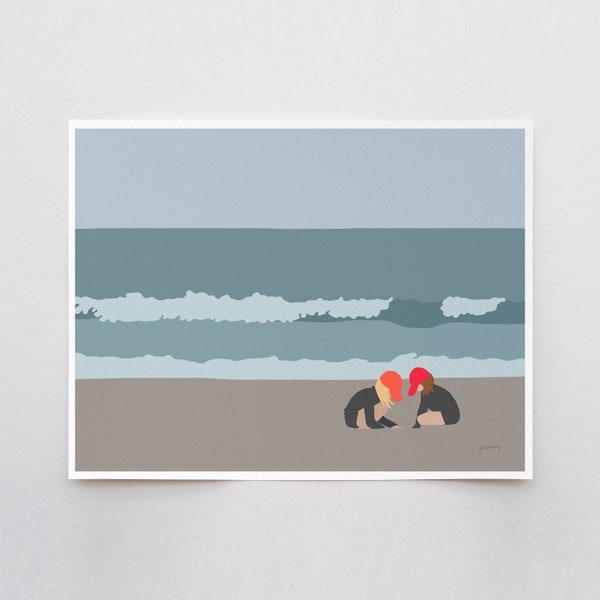 Sisters at the Beach Art Print - Signed Coastal Decor by Jorey Hurley - 160502