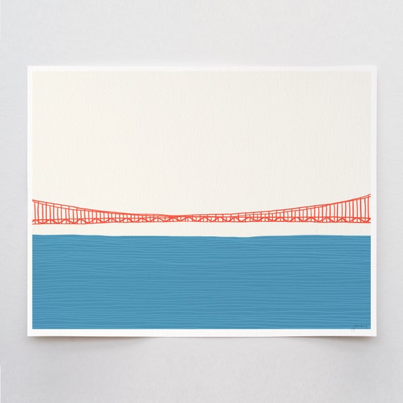 Golden Gate Bridge Art Print - Middle - Signed and Printed by Jorey Hurley - Unframed or Framed - 150324