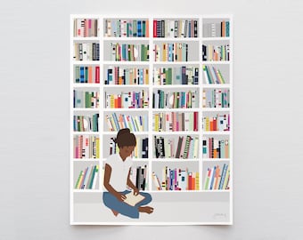 Young Bookworm Art Print - Signed and Printed by Jorey Hurley - Unframed or Framed - 200721