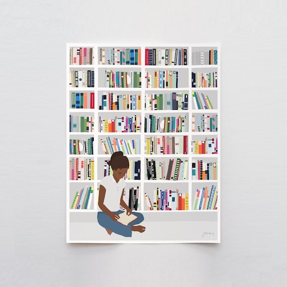 Young Bookworm Art Print - Signed and Printed by Jorey Hurley - Unframed or Framed - 200721