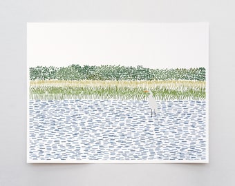 Zilverreiger in Wetlands Art Print - Gesigneerd en gedrukt door Jorey Hurley - Niet ingelijst of ingelijst - 210806