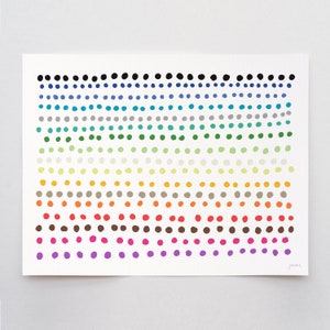 Rainbow Polka Dots Art Print - Signed and Printed by the Artist - Unframed or Framed - 150422